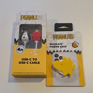 Peanuts Phone Accessories - USB-C Cable and Magsafe Grip